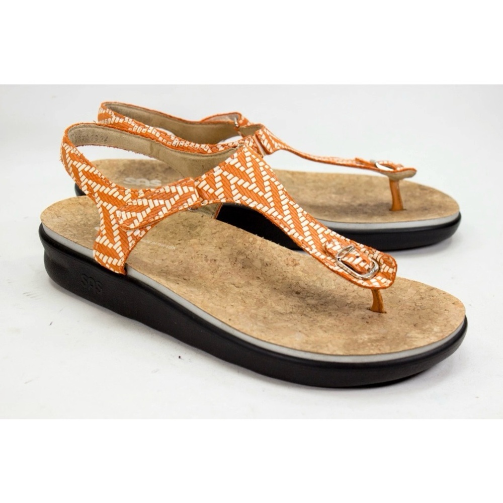 SAS Marina Womens Size US 10 M T-Strap Chevron Thong Summer Comfort Sandals
